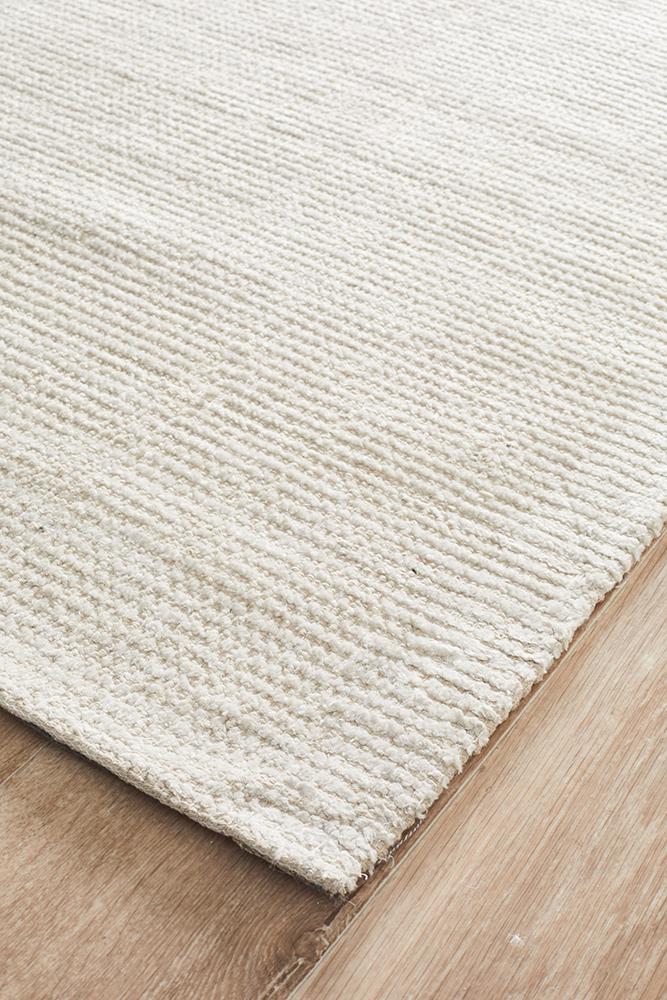 Luxurious Ivory Cotton - Rayon Blend Hand - Loomed Rug with Modern Design