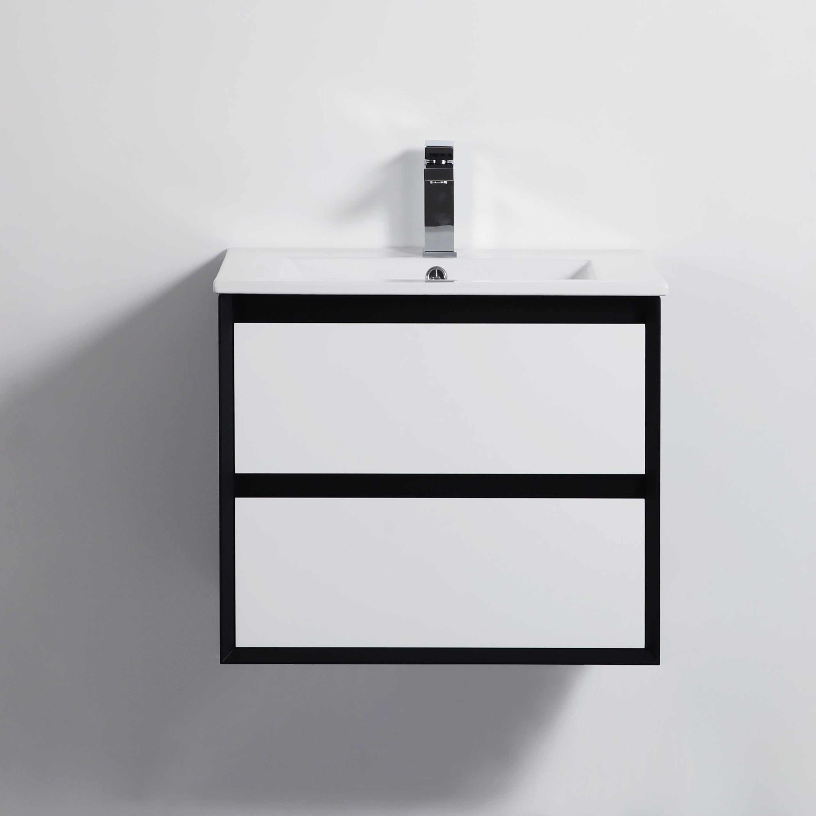 Hot Deal! Petra 600mm PVC Wall-Hung Vanity in Black & White
