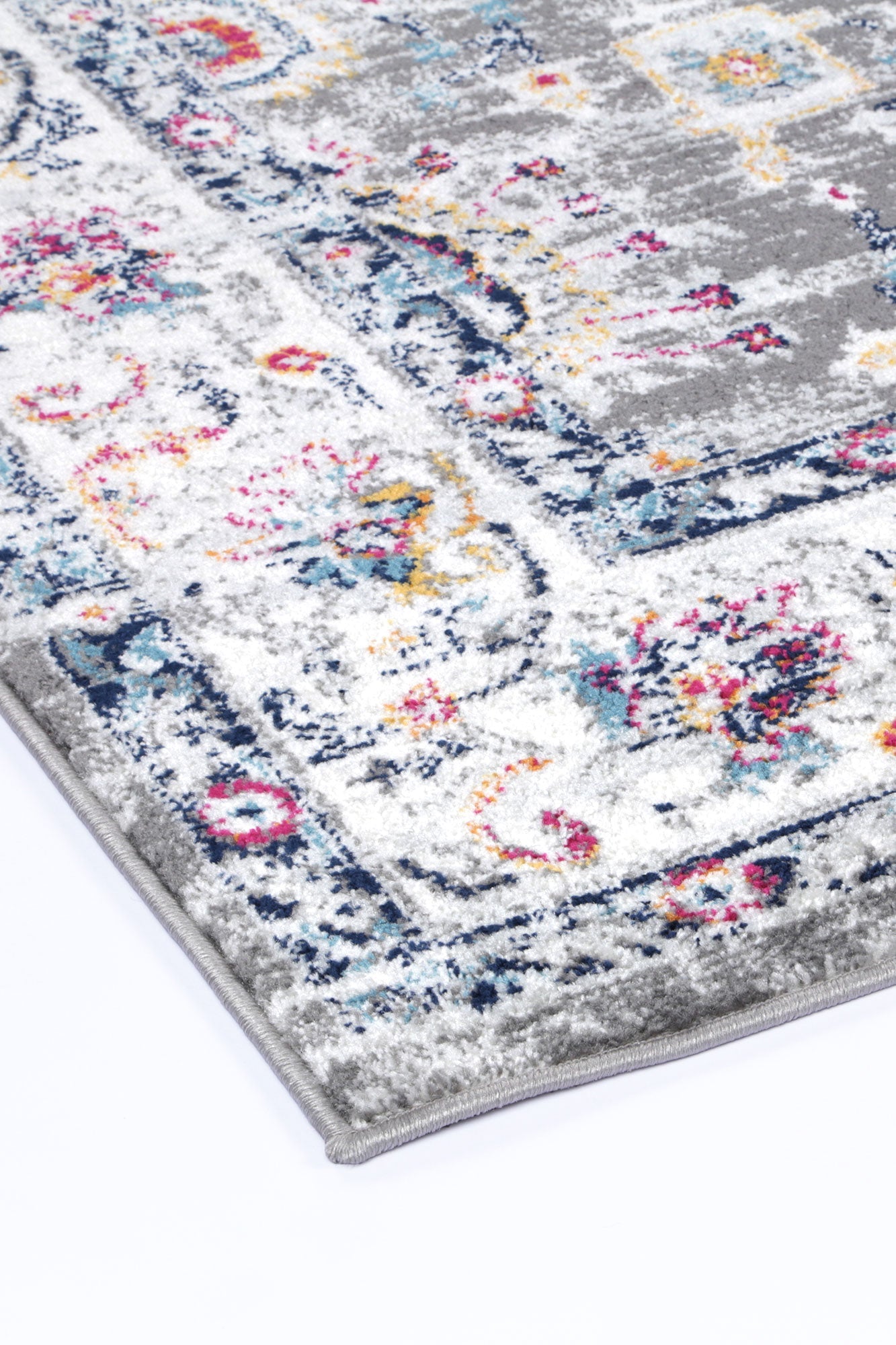Ligures Grey Multi Traditional Rug - Trendy & Durable