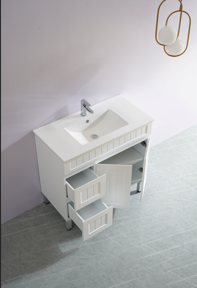Exclusive Sale! Acacia 900mm Matte White PVC Floor Standing Shaker Vanity