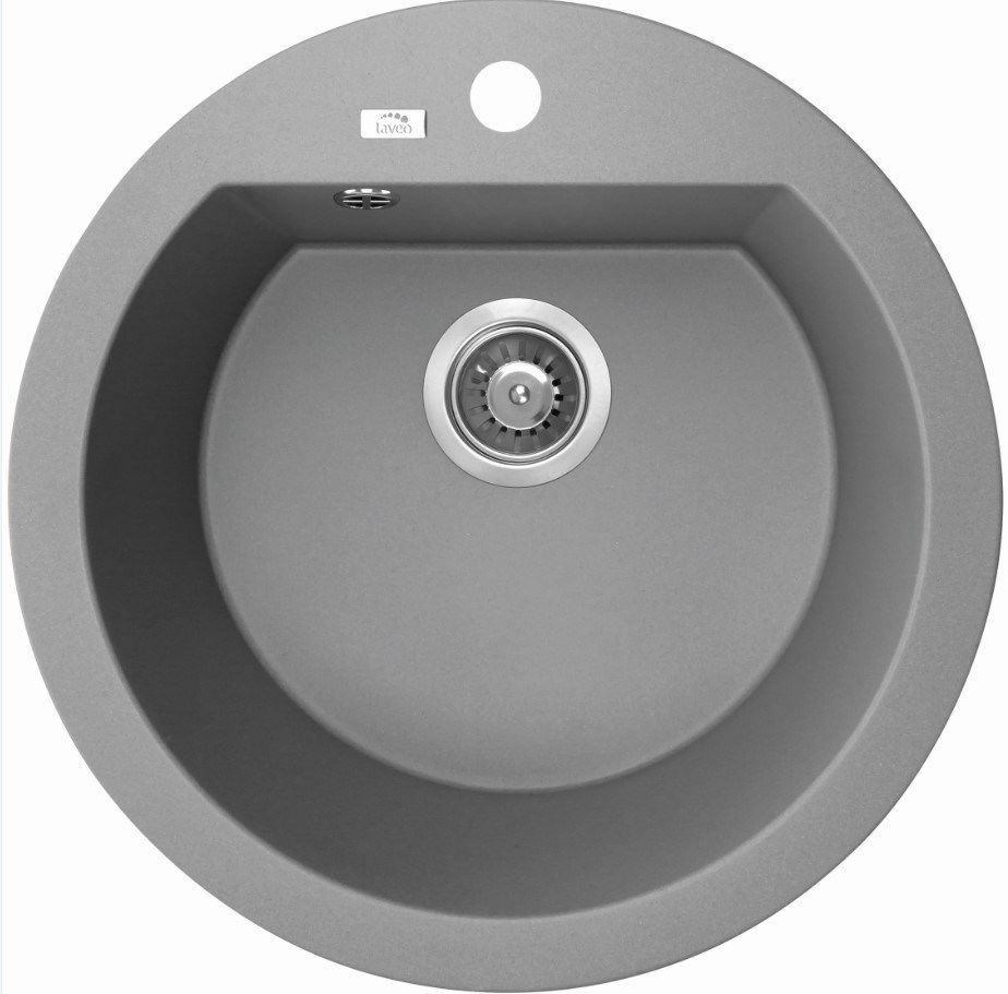 European-made Grey Granite Single Bowl Kitchen Sink - Ø510x205mm, Ideal for Boho Kitchens