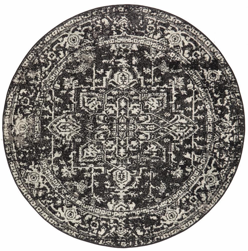 Hot Deal! Evoke Charcoal Round Transitional Rug