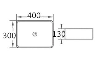 HOT! POSEIDON Rectangle Gloss White Basin (400x300x130)