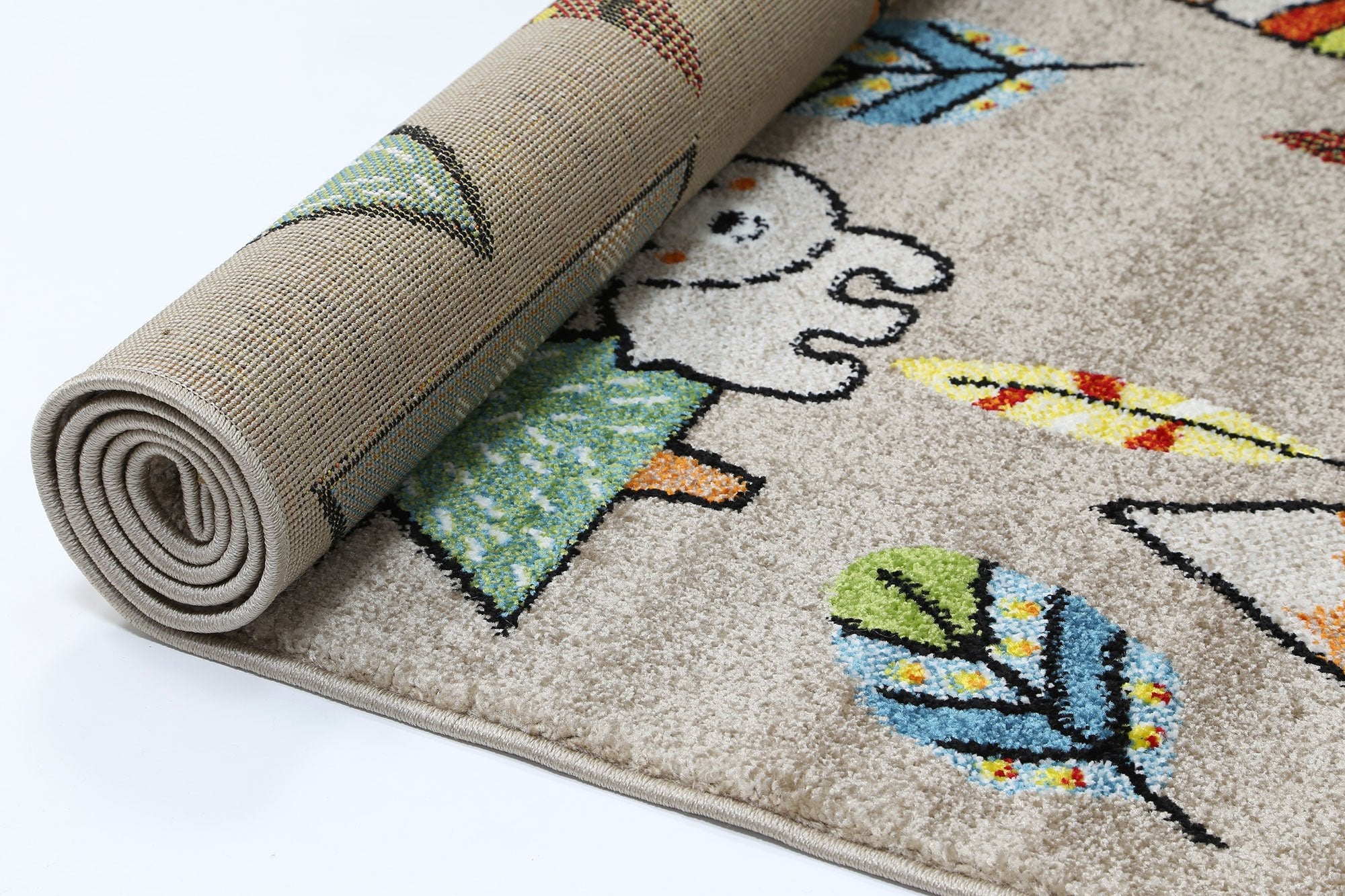 Nova Beige Durable Adventure Rug for Kids