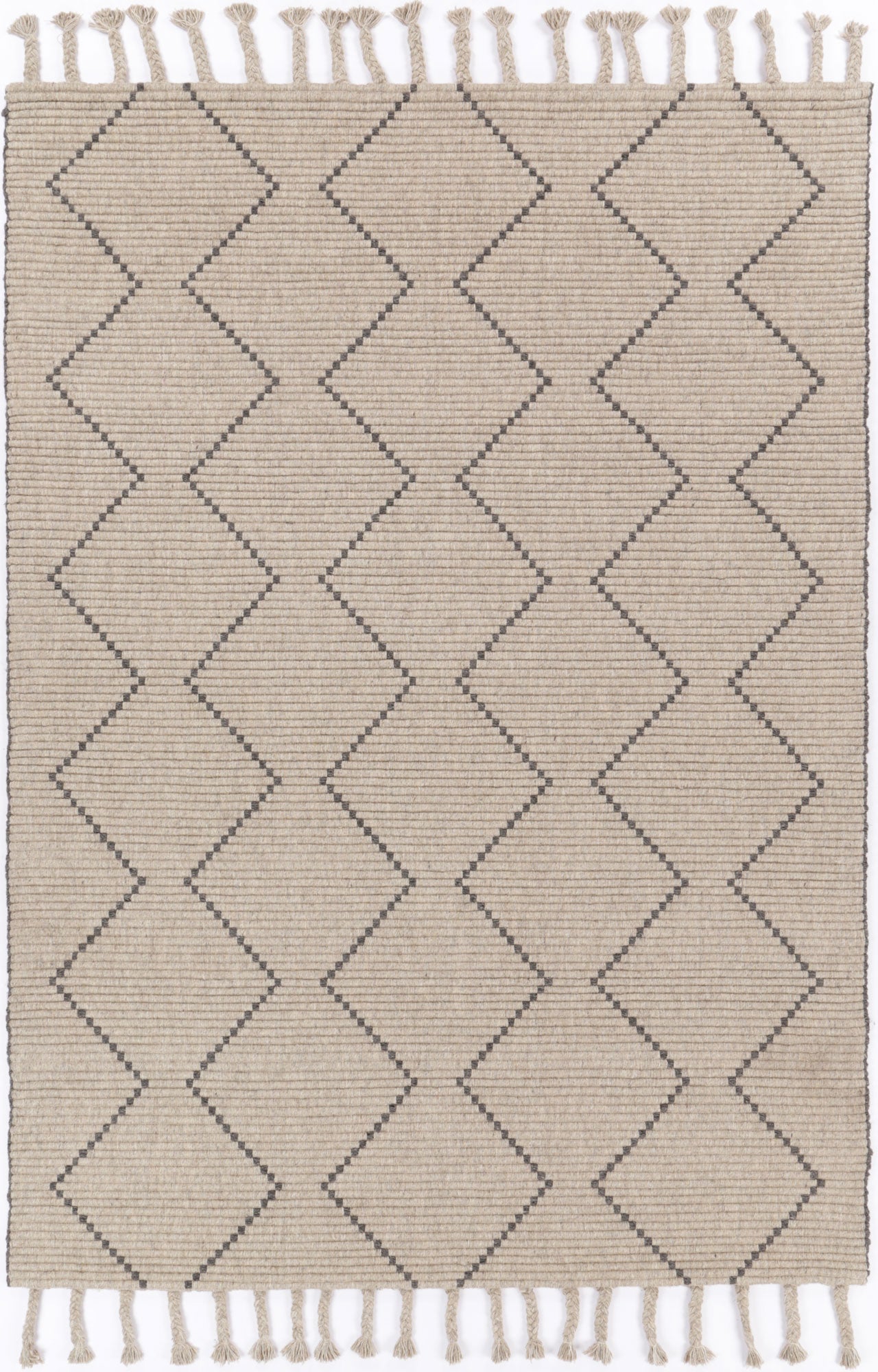 Ash-colored Handmade Anjuna Zig-Zag Wool Blend Rug for Cozy Home