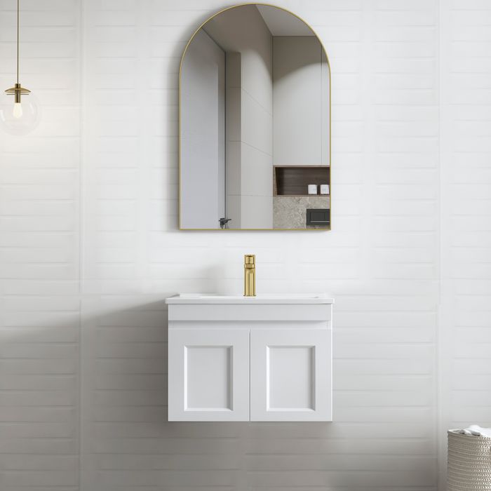 600mm Matte White HAMPTON Mark II Wall-Hung Bathroom Vanity with Ample Storage