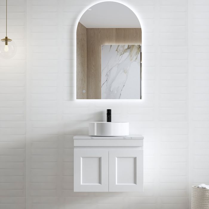 600mm Matte White HAMPTON Mark II Wall-Hung Bathroom Vanity with Ample Storage