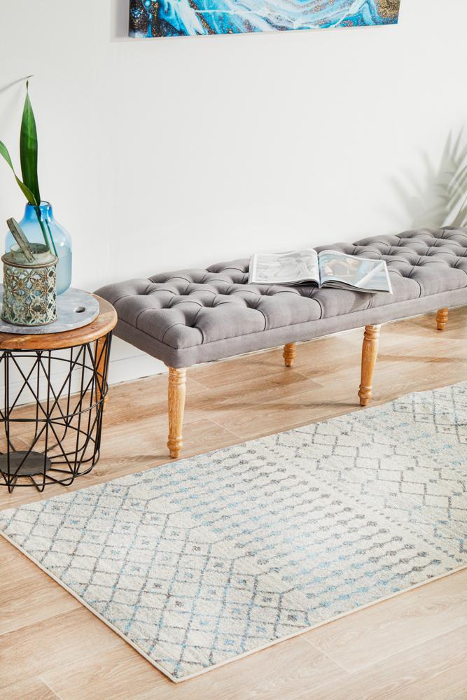 Hot Deal! Evoke Slate White Transitional Runner Rug