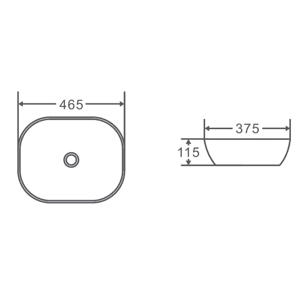 Evea Oval Above - Counter Basin with High - Gloss White Finish (465x375x115)