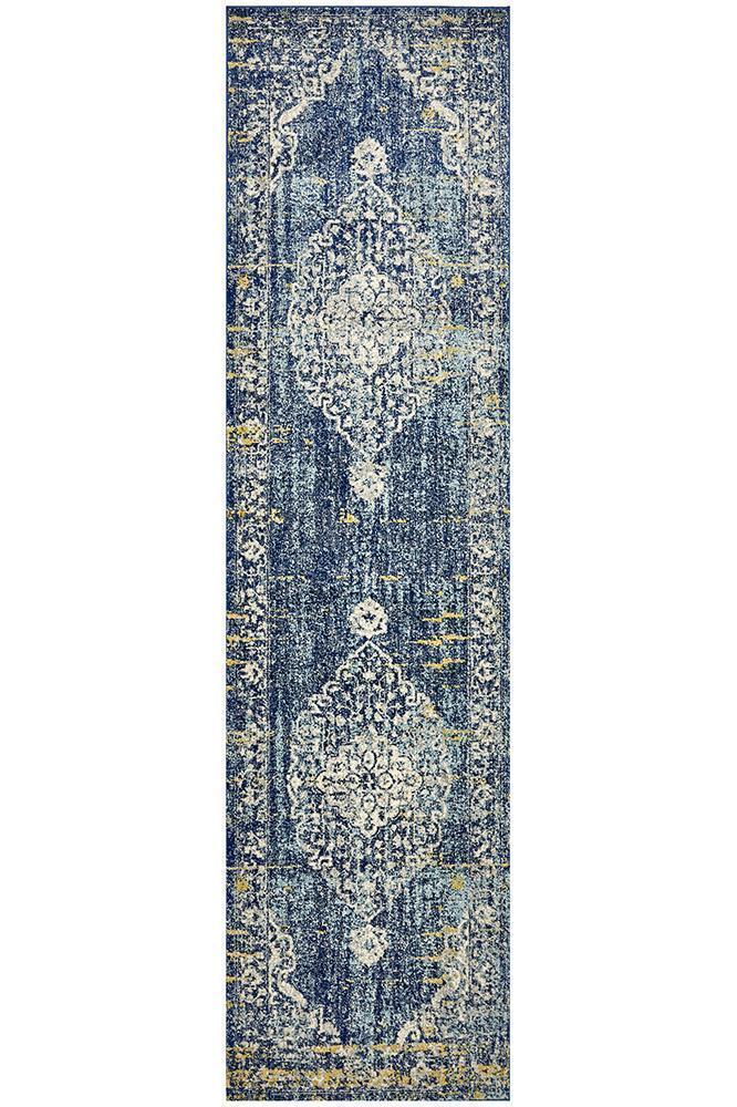 Hot Sale! Museum Wilson Navy Polypropylene Runner Rug from Famous Collection