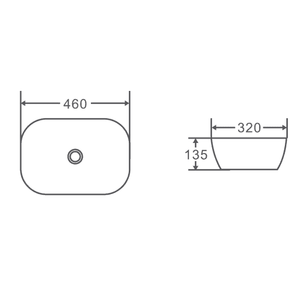 Evea Rectangle Above - Counter Basin (460x320x135 mm, High Gloss White)