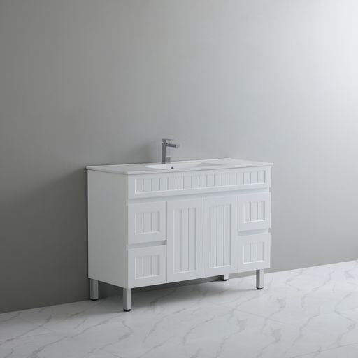 1200mm Single Bowl ACACIA PVC Shaker Floor Standing Vanity