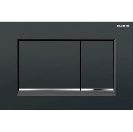 Geberit Sigma30 Flush Plate in Stylish Black with Chrome Trim