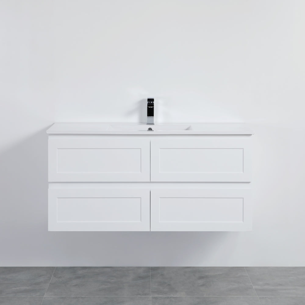 1500mm Fremantle Wall-Hung PVC Vanity Cabinet in Matte White (Single/Double Bowl) - Premium Quality