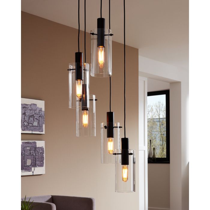 MONTEFINO Black Steel & Clear Glass Pendant Light - Exclusive Offer
