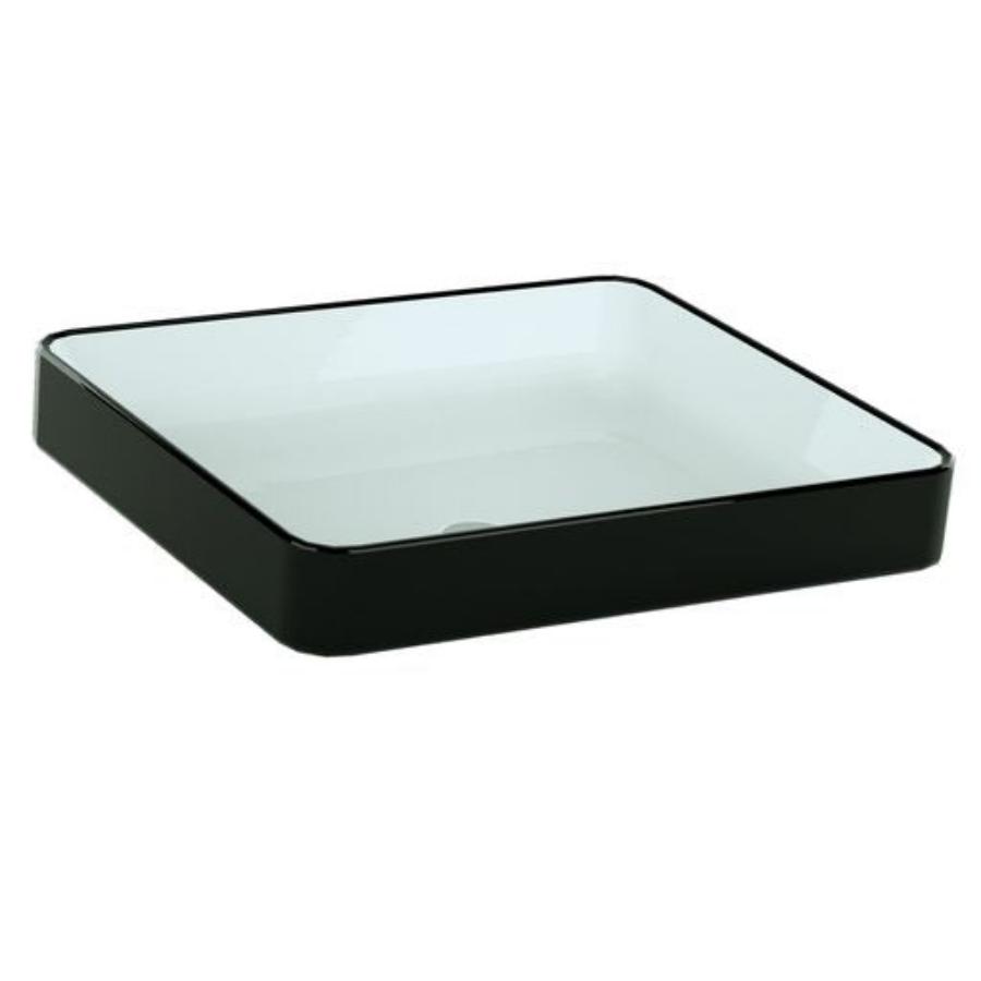 Logan Semi-Recessed Gloss Black & White Rectangle Basin (500x370x140mm) - Great Deal