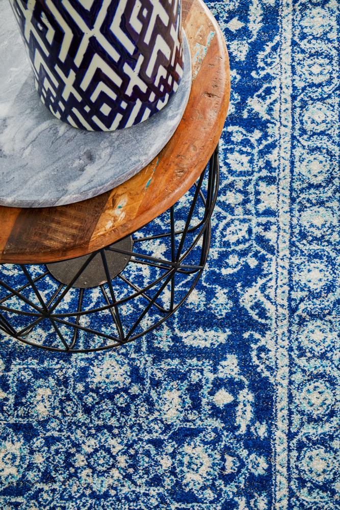 Navy Transitional Power-Loomed Runner Rug with Artisan Craftsmanship