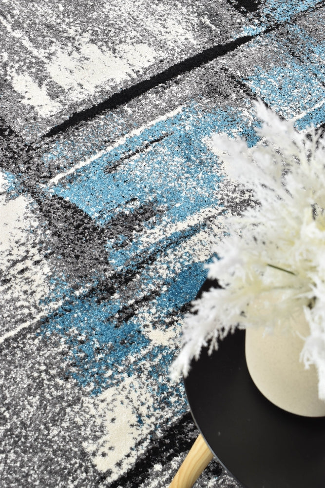 Hot Sale! Novus 53A Machine-Woven Polypropylene Rug in Grey Turquoise Color