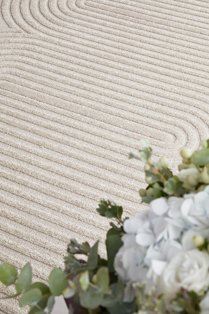 Elegant Mid - Century Inspired Carl Lotus Beige Rug in Three Color Options