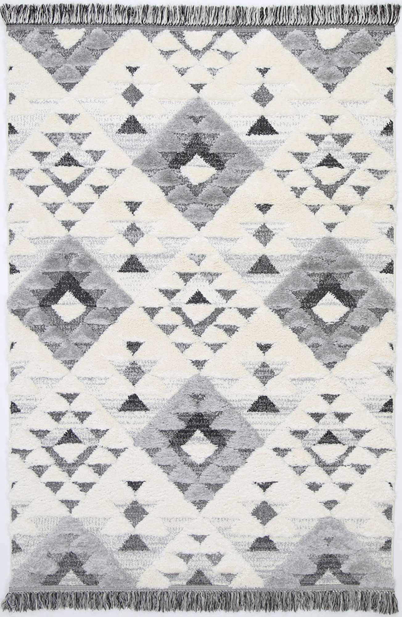 Hot! Mono Tribal Grey Diamond Luxury Cream Rug