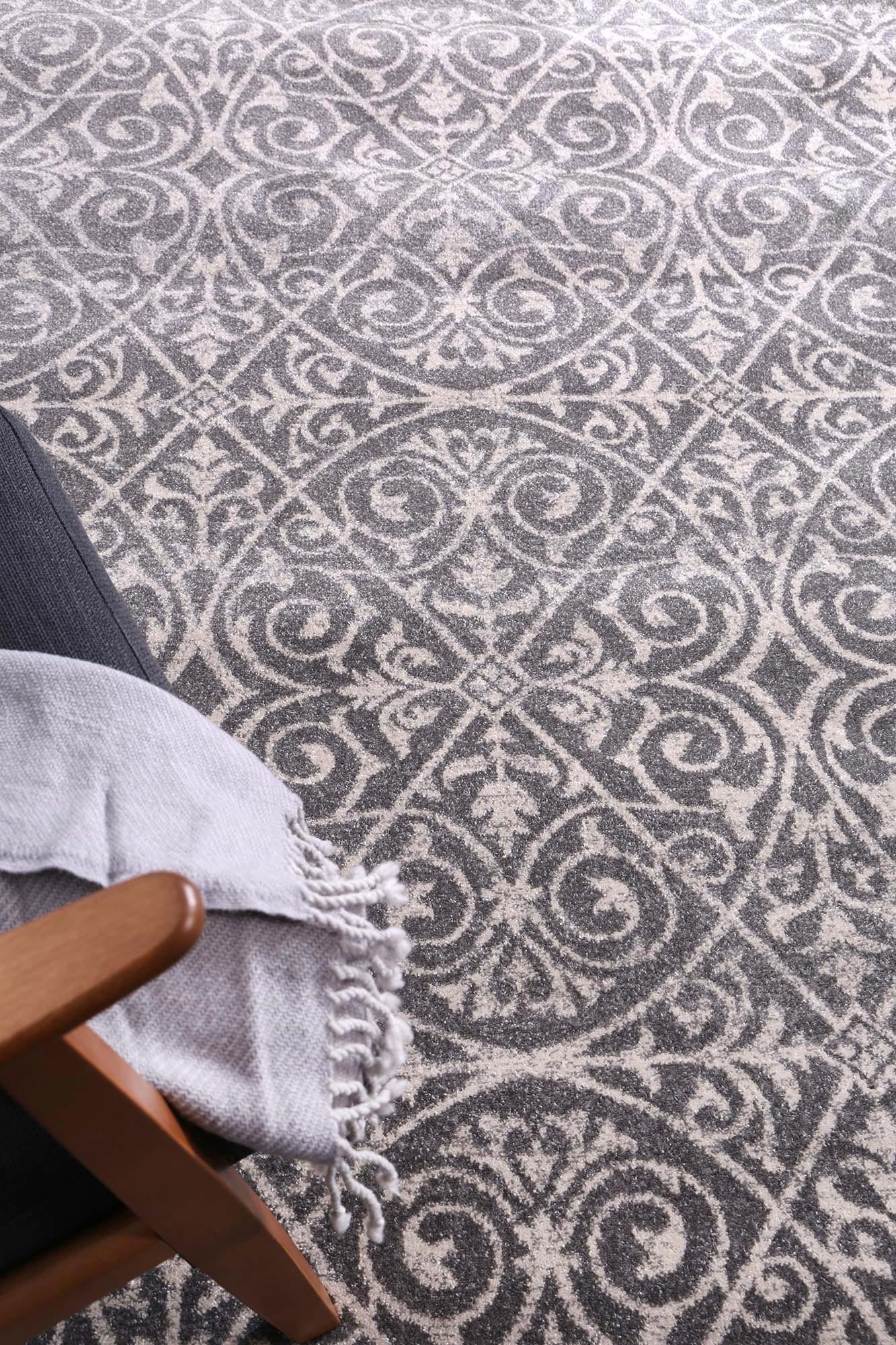 Stunning Katherine Grey and Ivory Handmade Rug with Antique Motifs