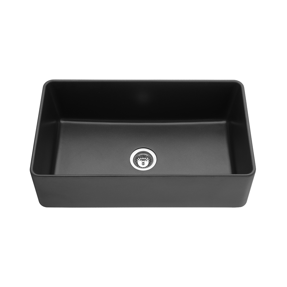 Matte Grey Single Bowl Farmhouse Quartz Kitchen Sink 838x482x262