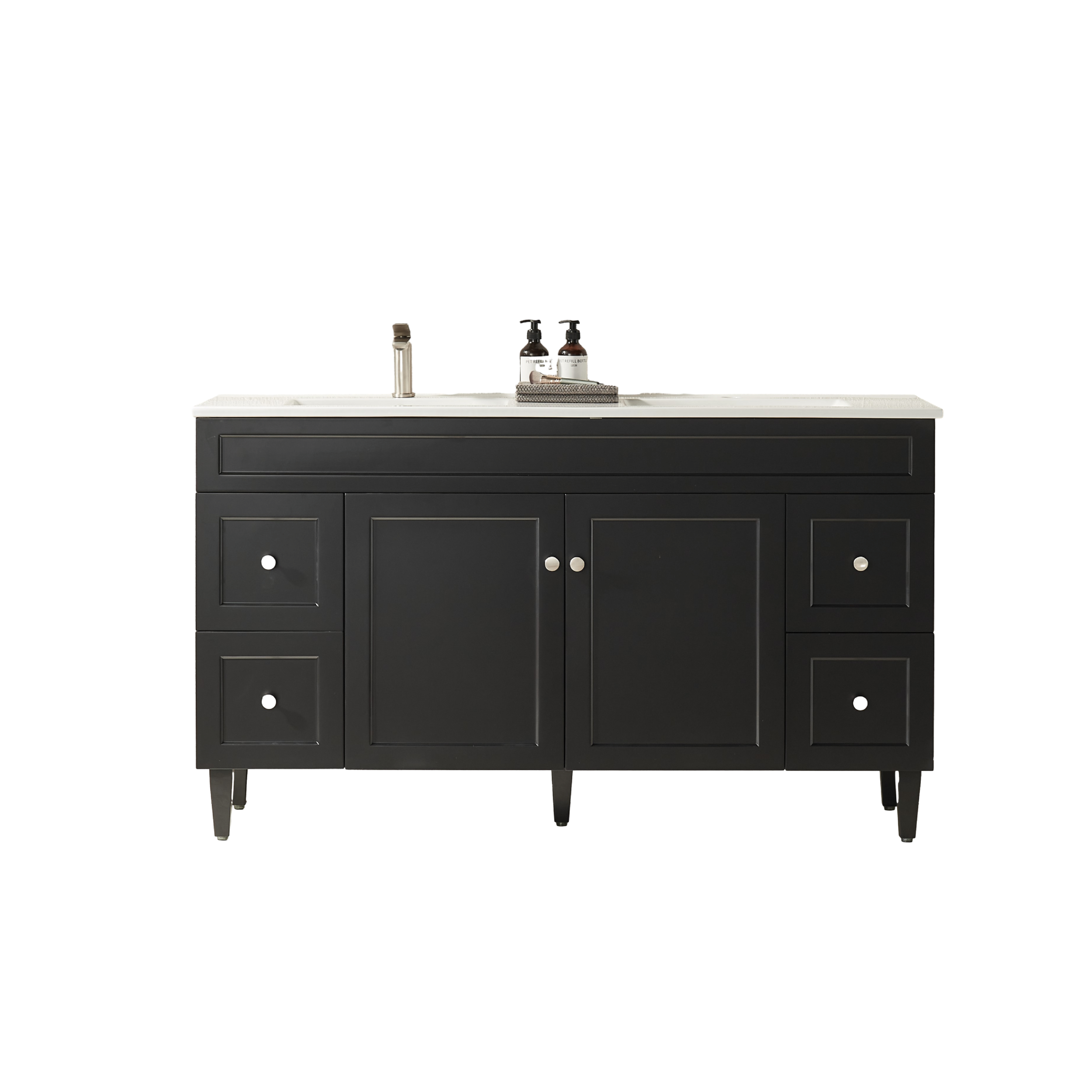 1500mm Harrington Freestanding PVC Bathroom Vanity in Matte Black (Single/Double Bowl)