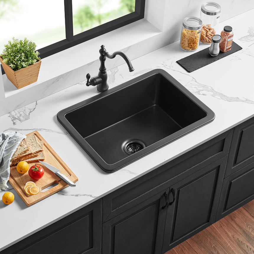 Hot Deal! POS Camden Matte Black Fireclay Undermount Kitchen Sink 677x470x254mm