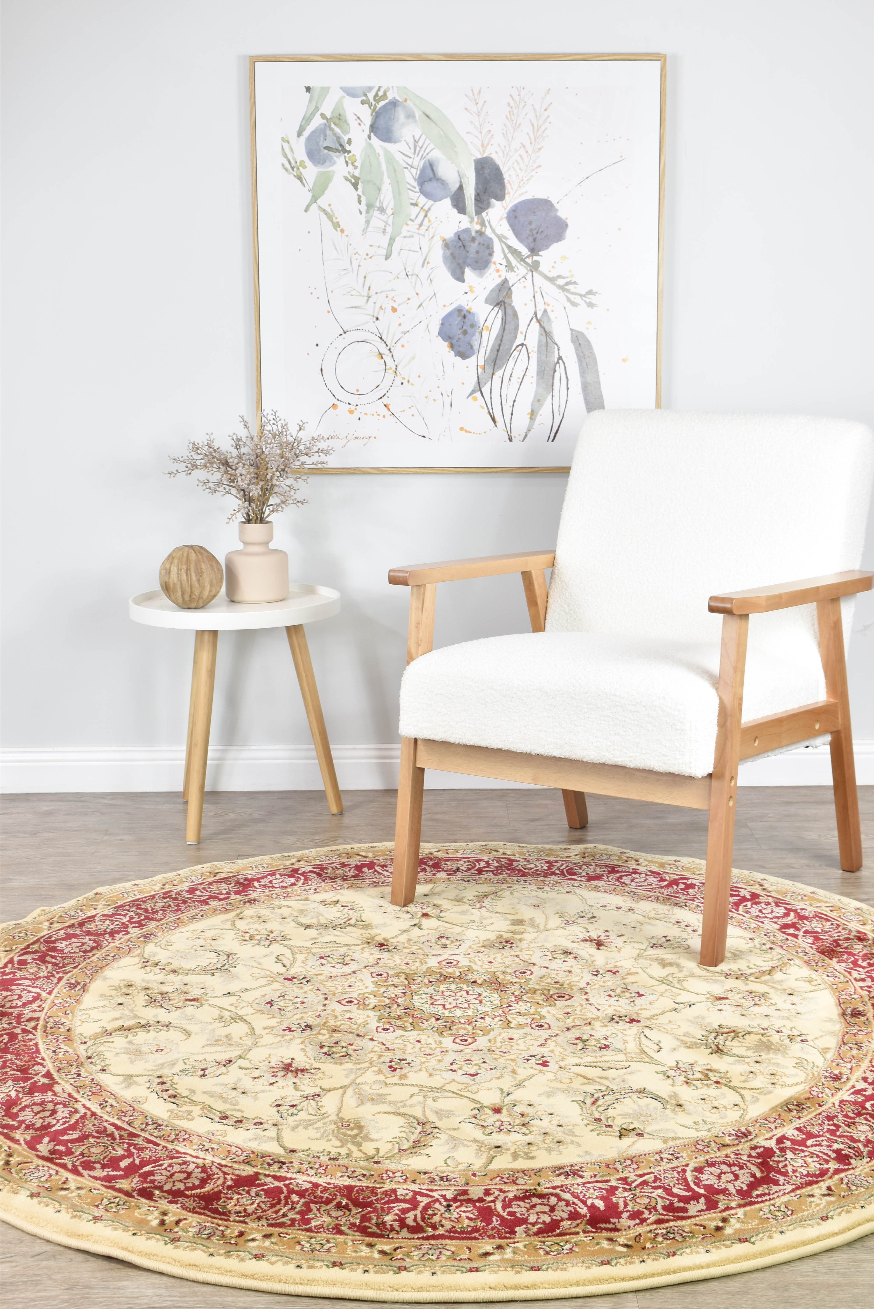 15-inch Cream Red High - quality Granada Runner Rug