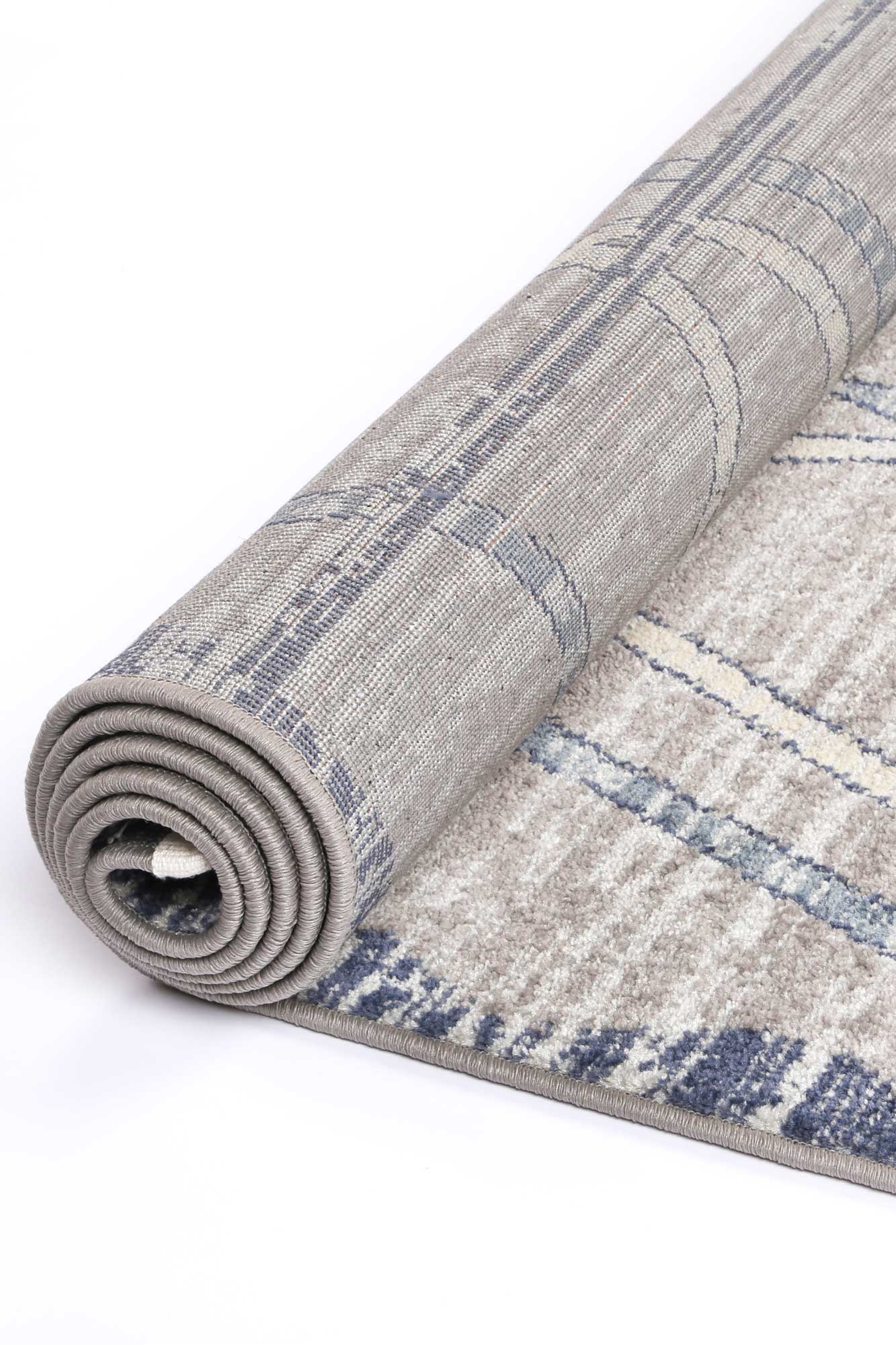 Contemporary Blue & Grey Peru Tupzia Rug - Easy to Clean and Durable