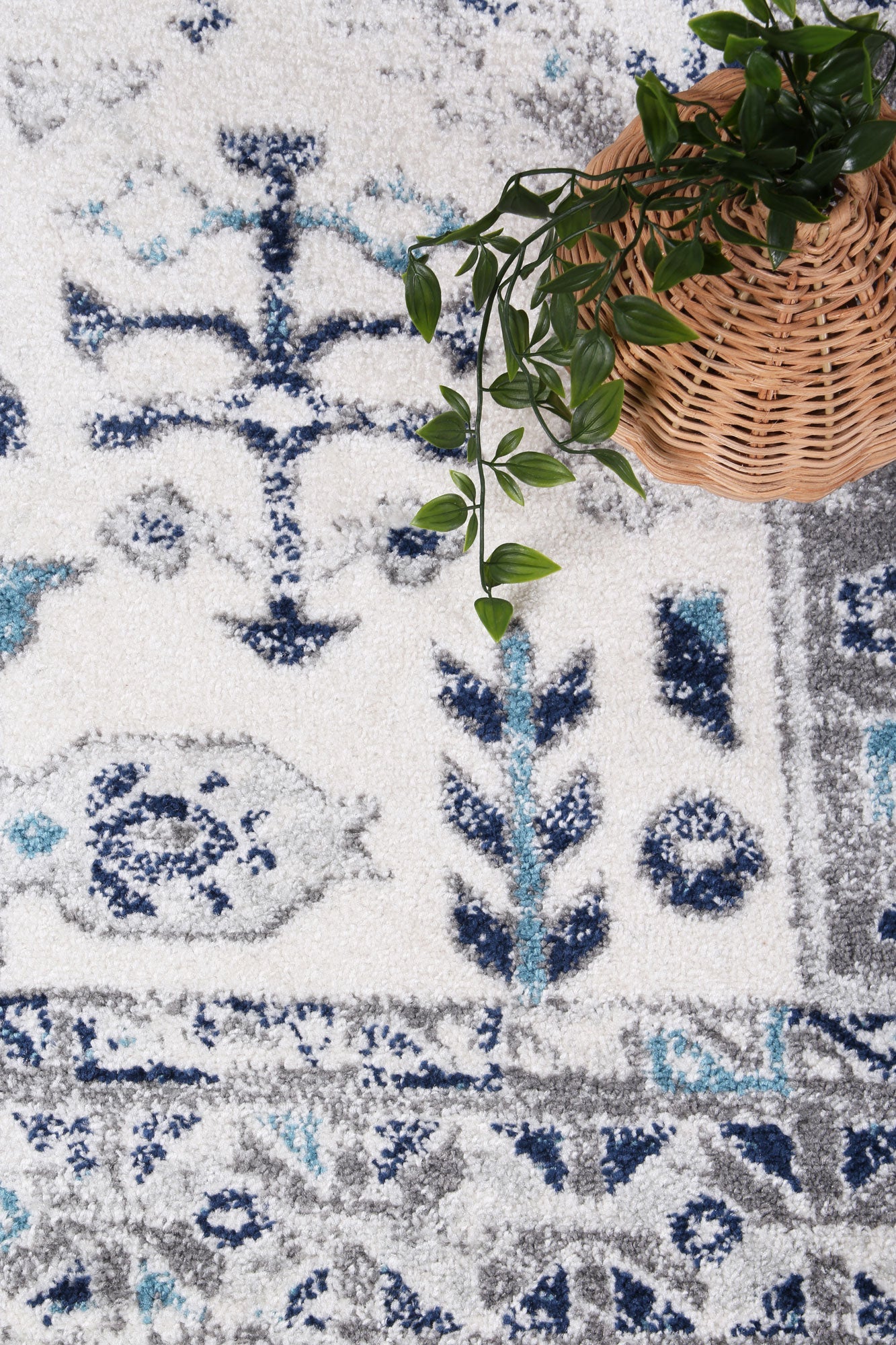 Trendy Blue Traditional Cream Rug from Ligures Collection - Ideal for Home Decor