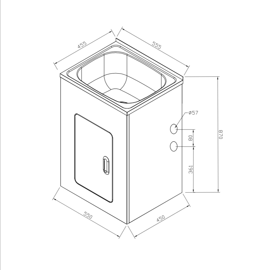 Get This 35L Stainless Steel Laundry Tub with Cabinet (455x555x870) Today!