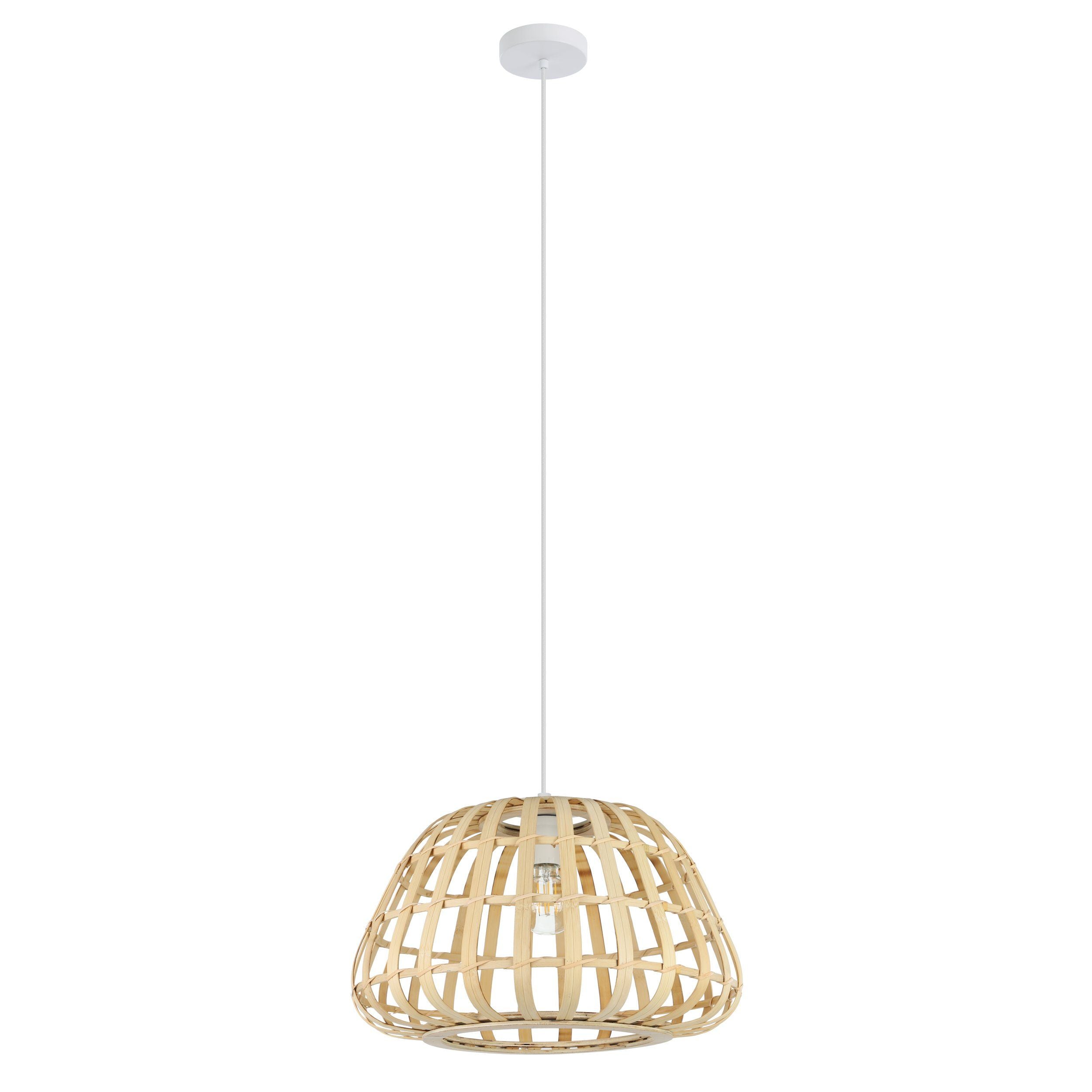 Natural Wood and White Metal MONTEZUELO Pendant Light for Boho Interiors