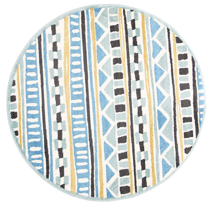 Hot! Piccolo Tribal Kids Rug in Blue and Yellow