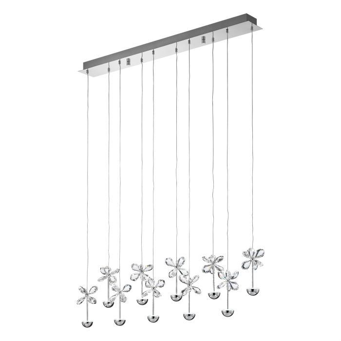 Chrome-finished Crystal PIANOPOLI Pendant Light with Subtle LEDs