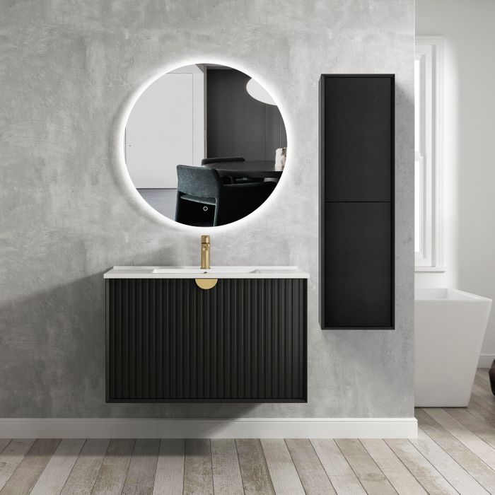 1200mm Matte Black Marlo Wall - Hung Tall Storage Cabinet