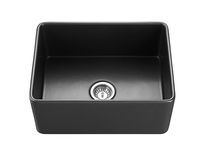 Matte Black Chelsea Fireclay Single Farmhouse Kitchen Sink 660x451x253