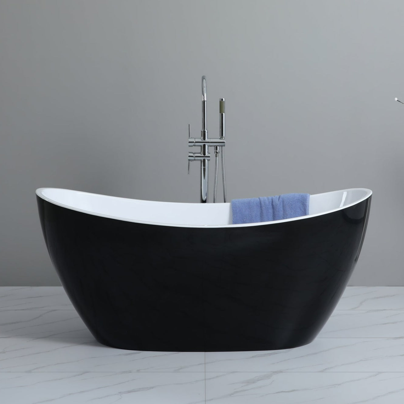Evie Freestanding Bathtub - Matte Black & White (1500/1700mm) - Luxury Deal