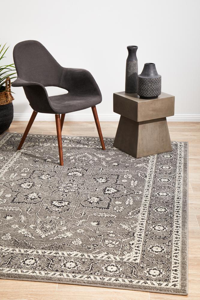 Stylish Evoke Stone Grey Transitional Heat - Set Polypropylene Rug