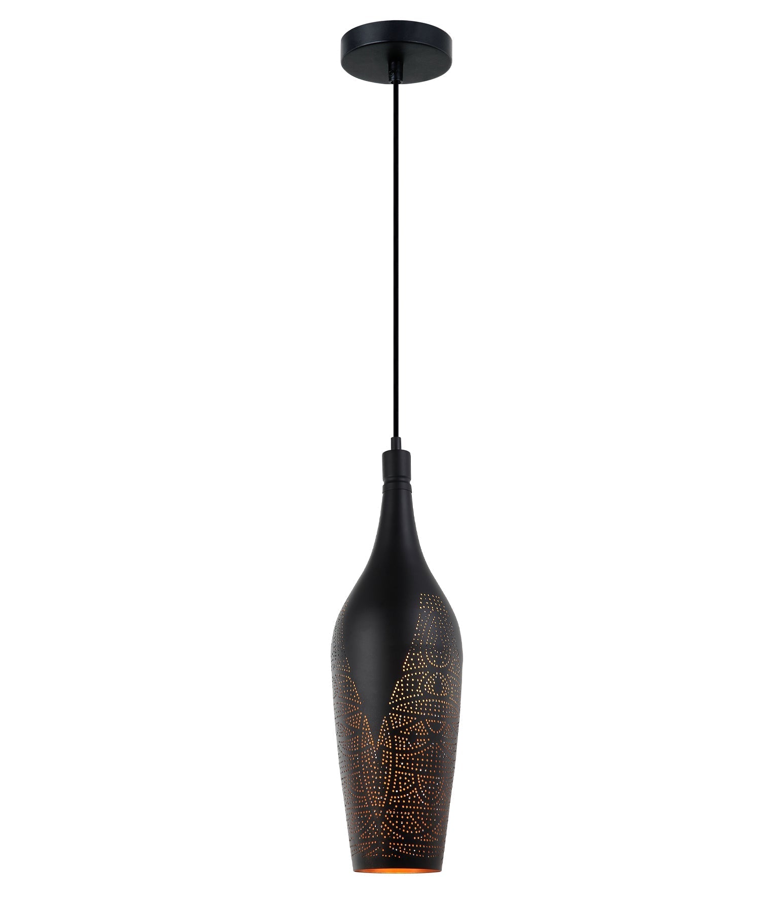 Bohemian Style Black Bottle-Shaped Interior Single Pendant Light in Marrakech Design