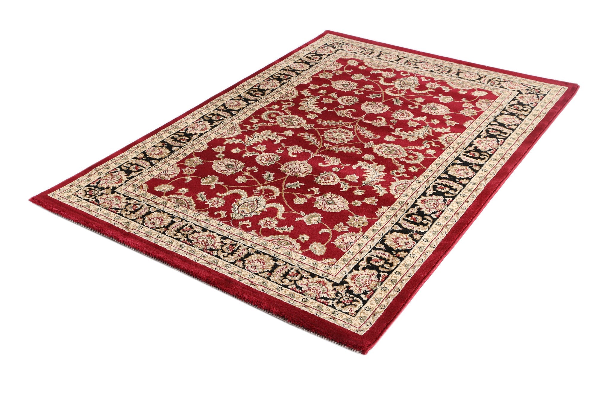 Exclusive Black and Red Ikat Rug with Traditional Border