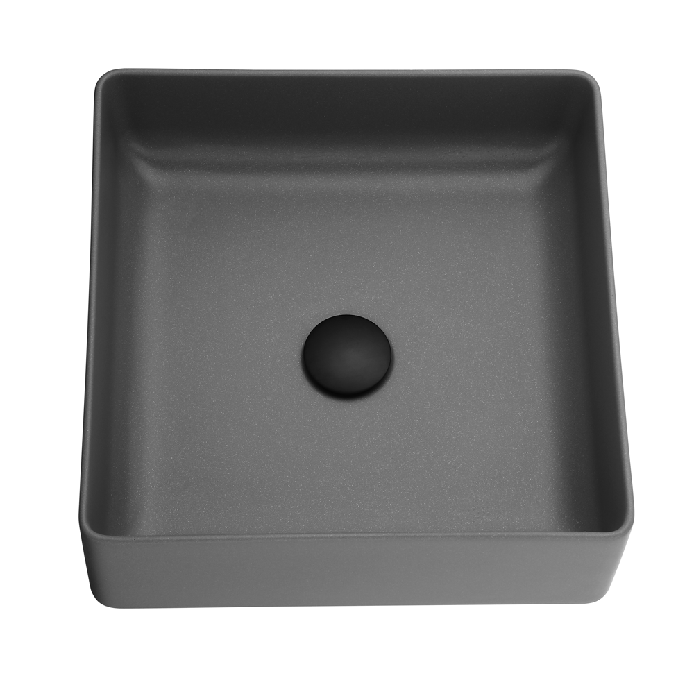 Hot Deal! POSEIDON Square Matte Black Quartz Above - Counter Basin (380x380x128)