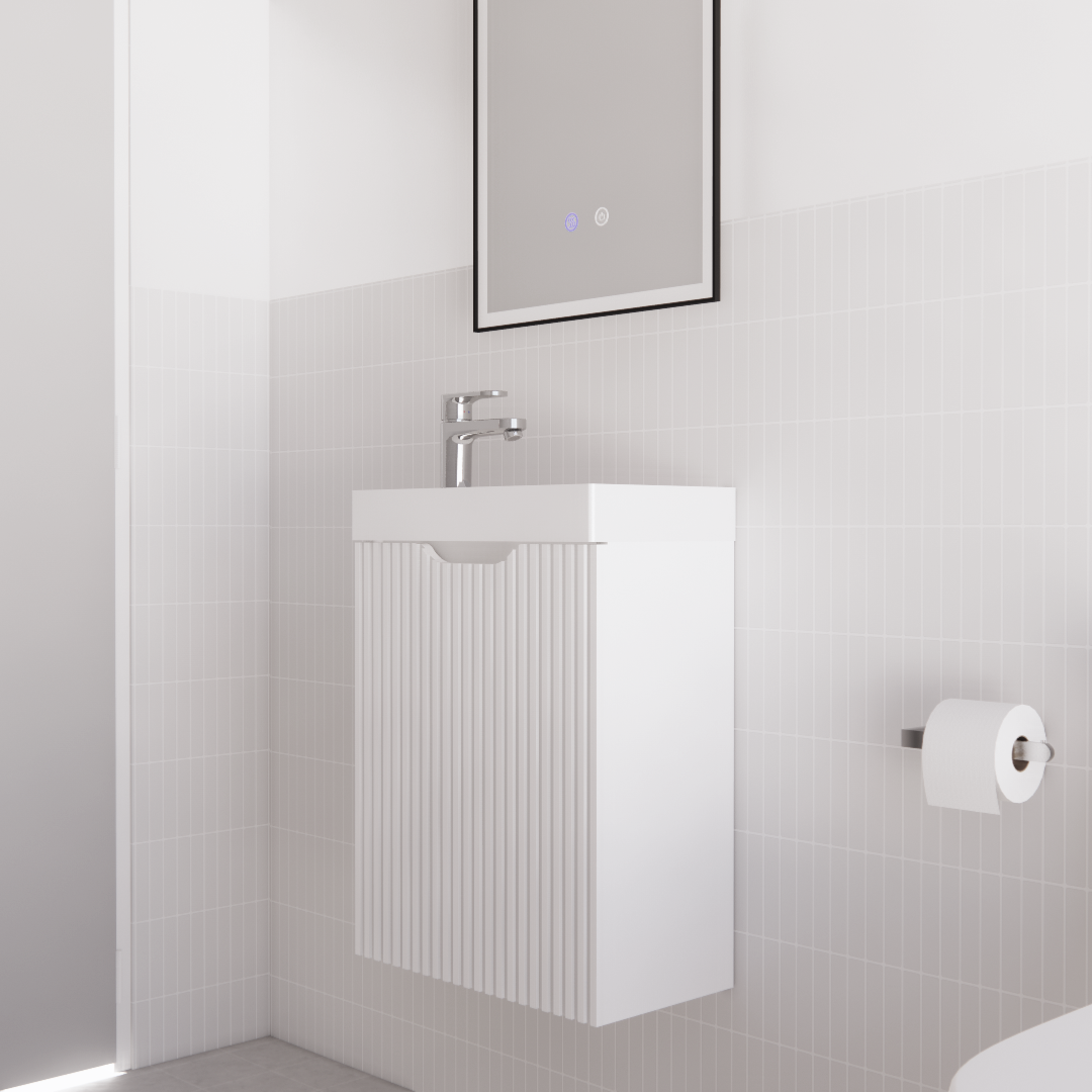 Matte White ABS Vienna Mini Wall - Hung Single - Bowl Vanity 450
