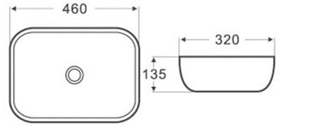 Matte Black Rectangle Poseidon Basin (465x320x137mm)