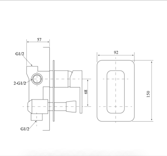 Brushed Nickel Nova Wall - Mounted Mixer with Bottom Diverter