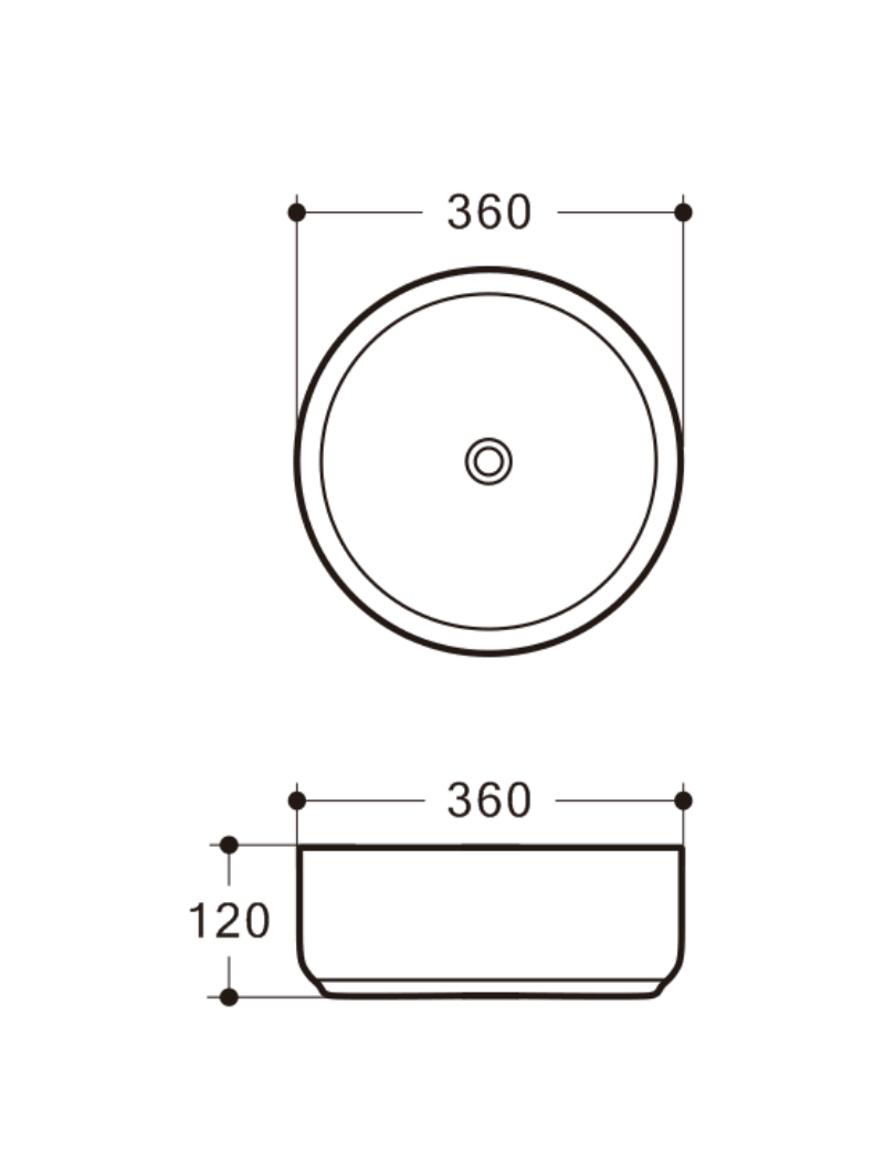 Hot Sale! White Ceramic Above Counter Round Basin (360mm & 400mm)