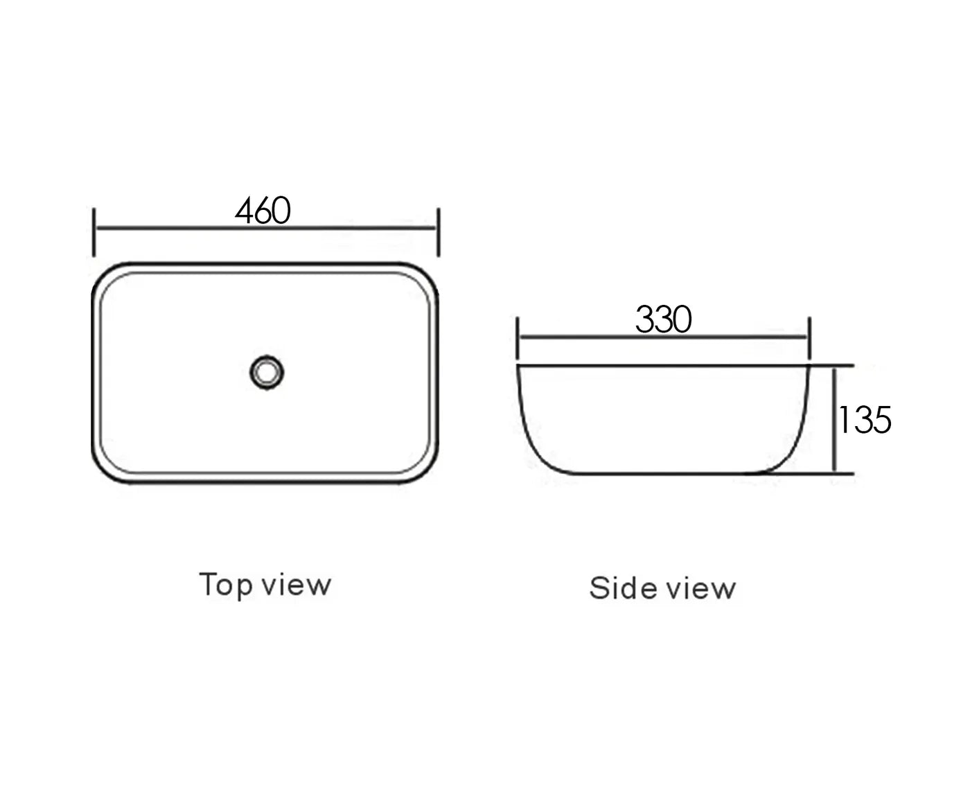 Ultra Slim Matte Black Rectangular Basin (460x330x135mm)