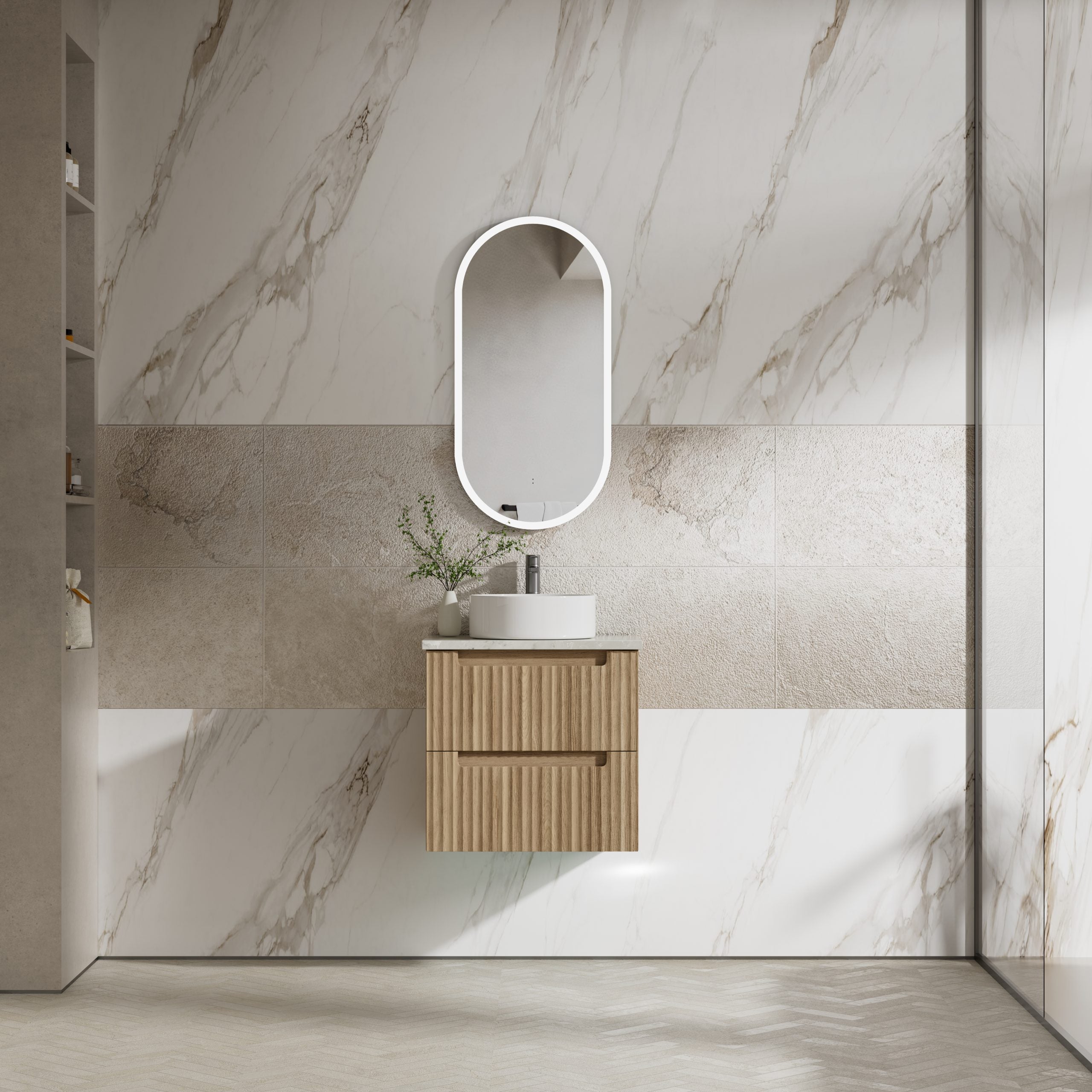 Lovina Tier Wall Hung Vanity in Harvest Oak - All Sizes Available