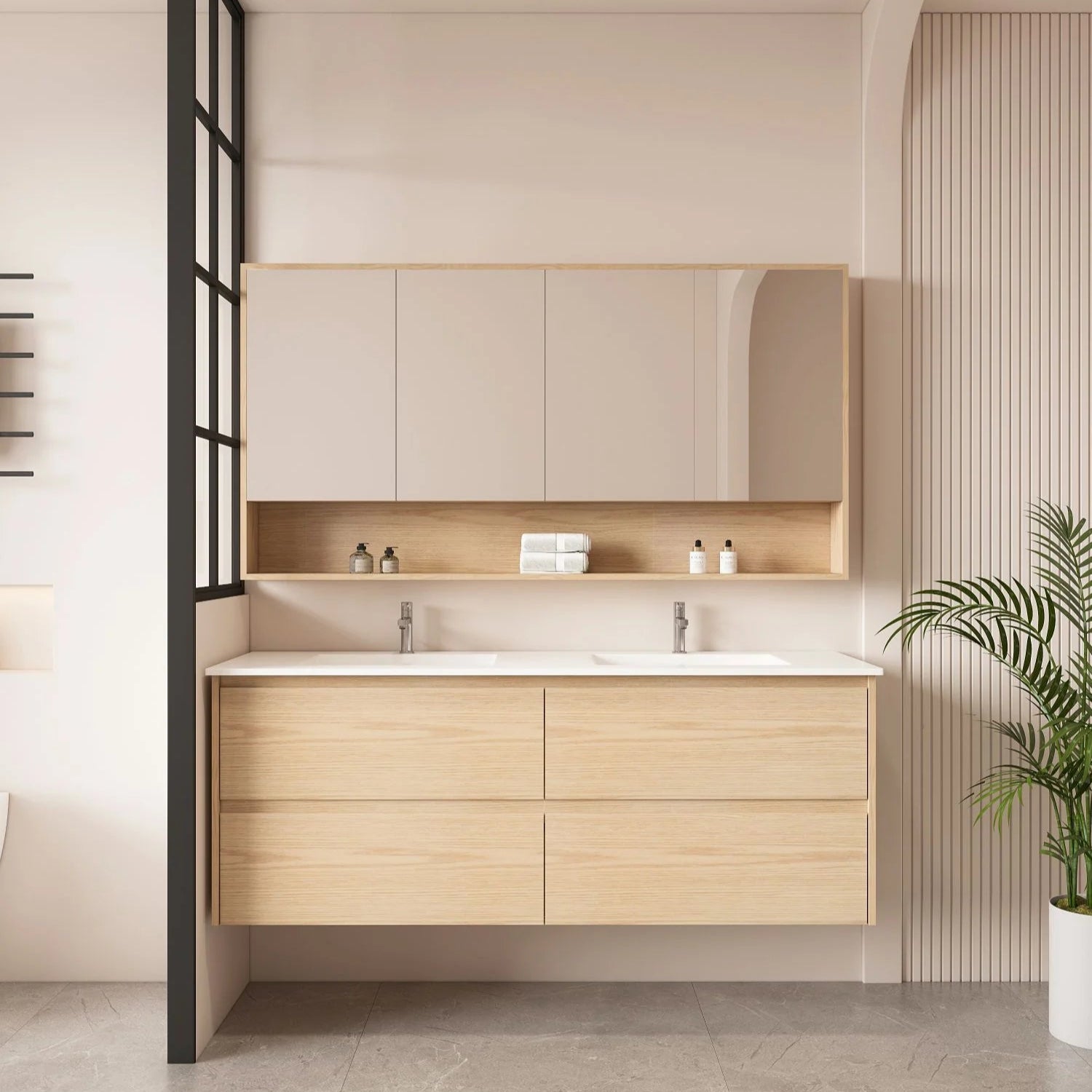 HERA MDF Wall-Mounted Tas Oak Vanity Cabinet in Various Sizes