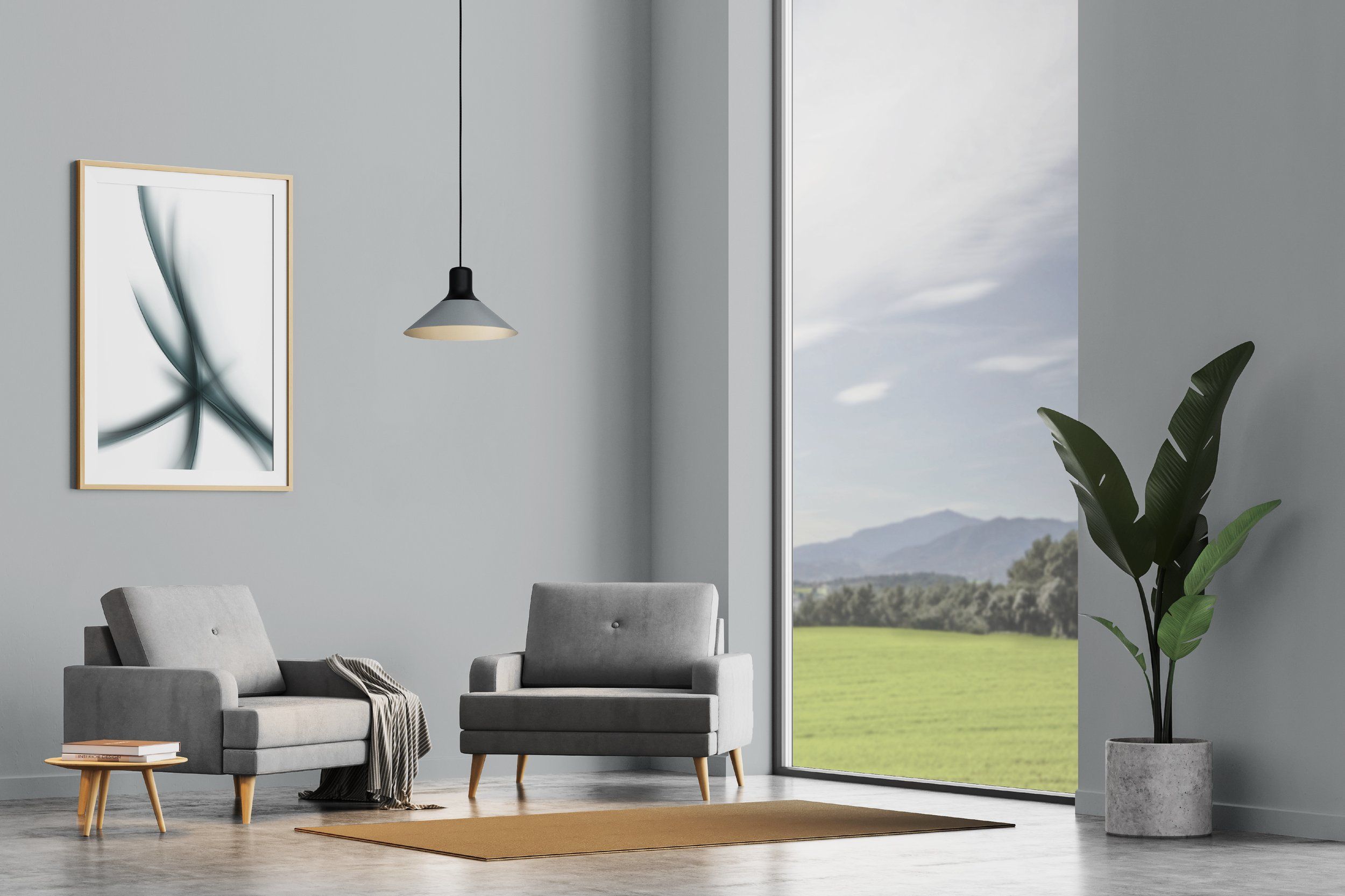 Stylish ABREOSA Steel Pendant Light with Black and Grey Tones